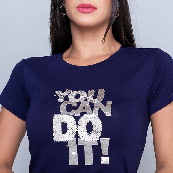 Camiseta T-Shirt Feminina You Can - Azul Marinho