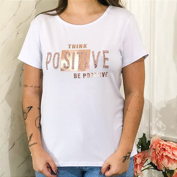 Camiseta T-Shirt Feminina Positive - Branca