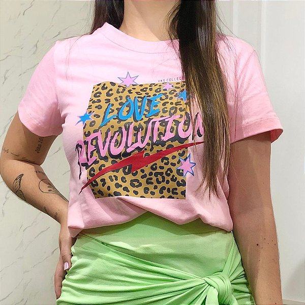 Camiseta T-Shirt Feminina Love Revolution - Rosa