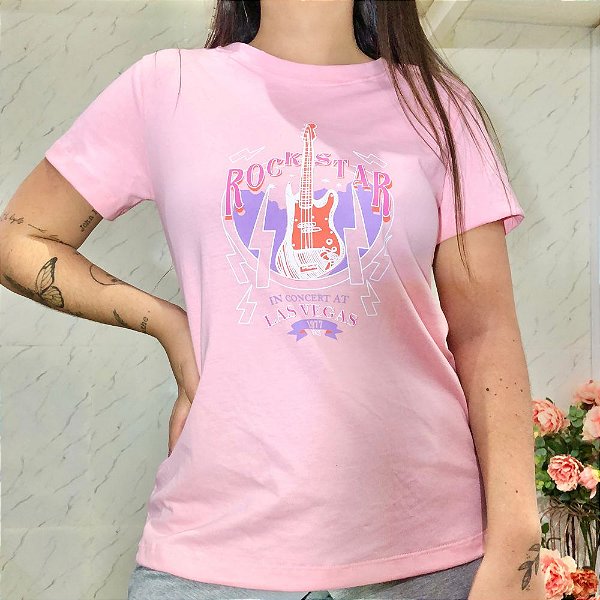Camiseta T-Shirt Feminina Rockstar - Rosa