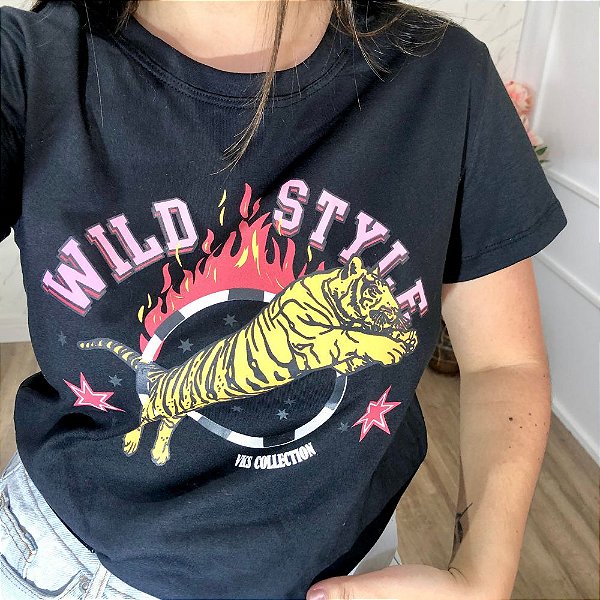 Camiseta T-Shirt Feminina Wild Style - Preta