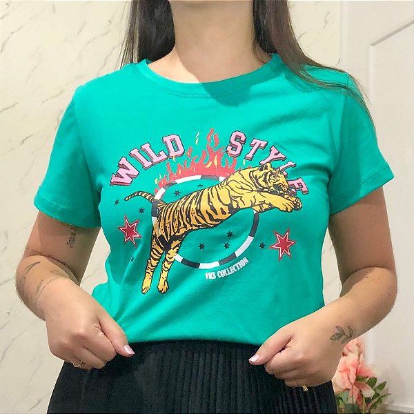 Camiseta T-Shirt Feminina Wild Style - Verde Jade