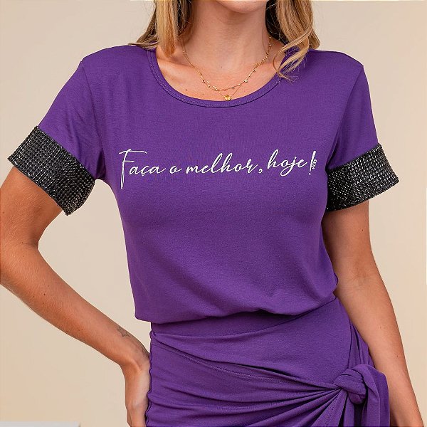 Camiseta T-Shirt Feminina Faça o Melhor - Roxa