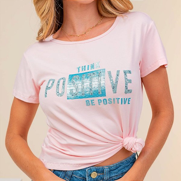 Camiseta T-Shirt Feminina Positive - Rosa