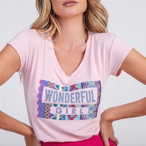 Camiseta T-Shirt Feminina Wonderful - Rosa