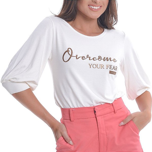 Camiseta T-Shirt Feminina Overcome - Off White