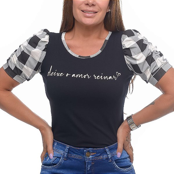 Camiseta T-Shirt Feminina Deixe o Amor Reinar - Preta
