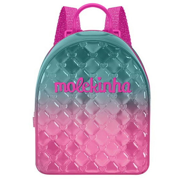 Mochila Molekinha Ref. 20023.2 Sint. Cristal Pink Turquesa degradê