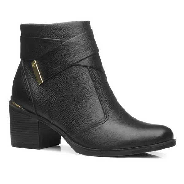 Bota Pegada Feminina Ref. 280301-09  Lisboa em Couro Cor: Preta