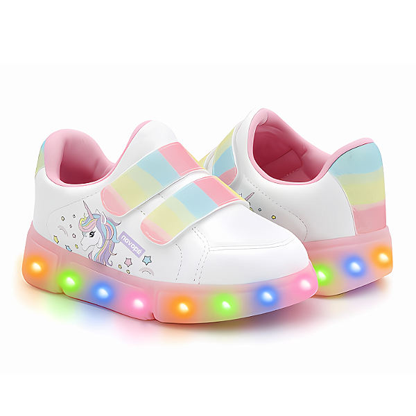 Tênis Infantil Novopé Ref. 50001022_1309 Cor: Branco Rosa