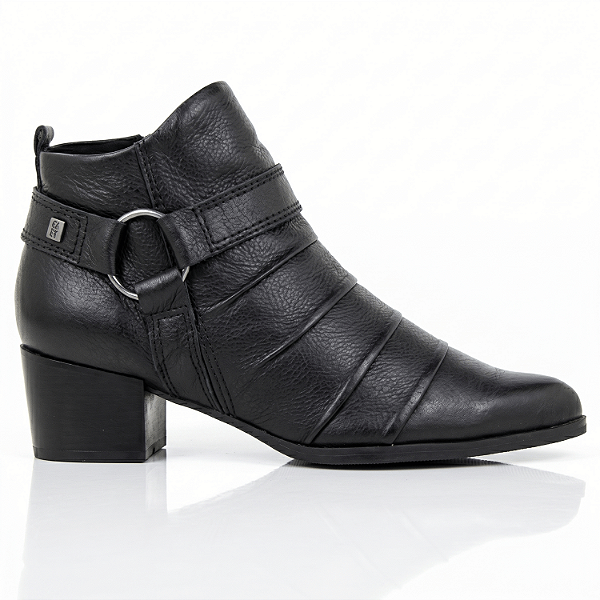 Bota Bottero Cano Curto Ref.349305 em Couro Burnish Cor: Preto