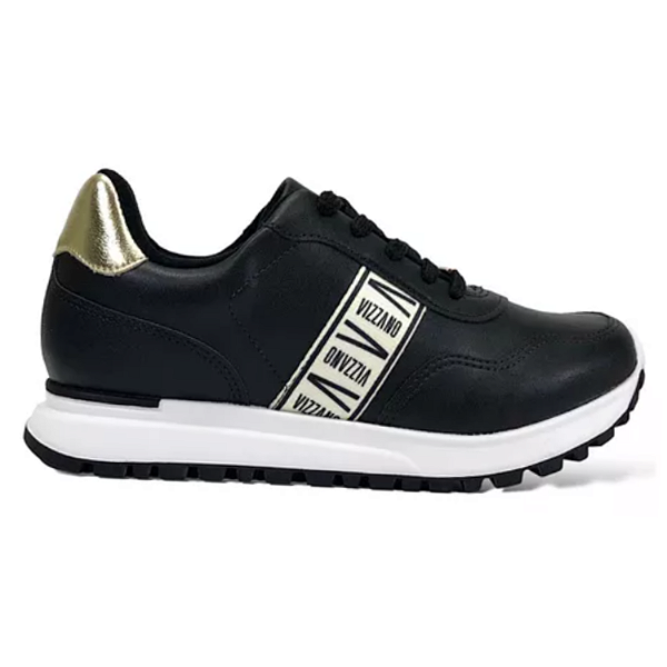 Tênis Vizzano Ref. 1429.103 Flat Form tratorado Cor. Preto Dourado