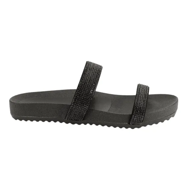 Chinelo Quiz FlatForm Ref. 61-1993-28 Mini Manta Stras Cor: Preto