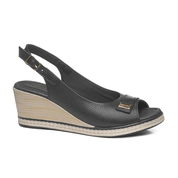 Sandália Pegada Anabela Ref. 233909-03 Cor: Preto