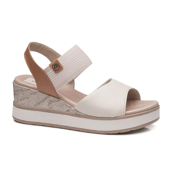 Sandália Anabela Pegada Ref. 234202-02 Linha Florença Cor: Off White