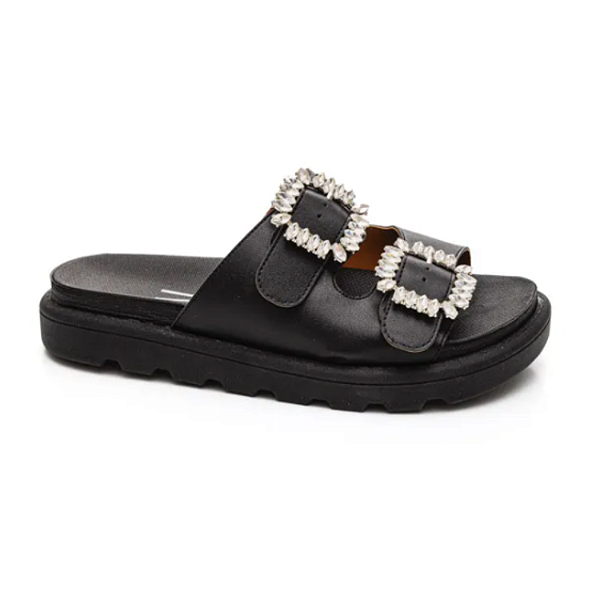 Chinelo Vizzano Papete Feminina Fivela Com Pedras 6510.106 Preto