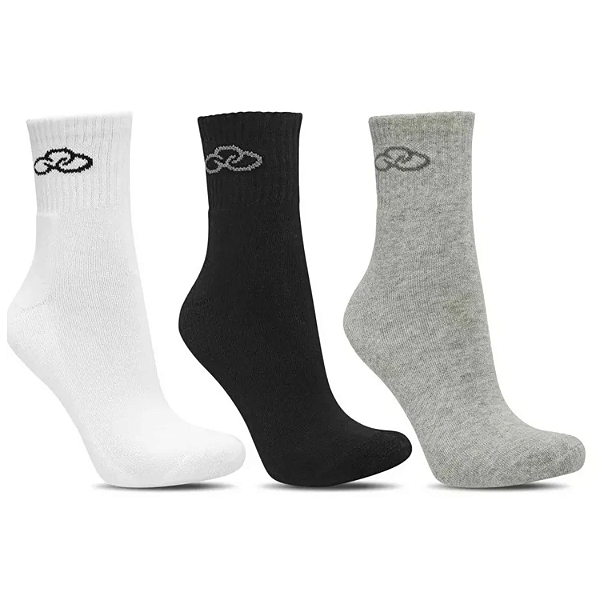 Meia Olympikus Tripk Meia média Calça do 33 ao 38 Cor: Branco/Preto/Cinza