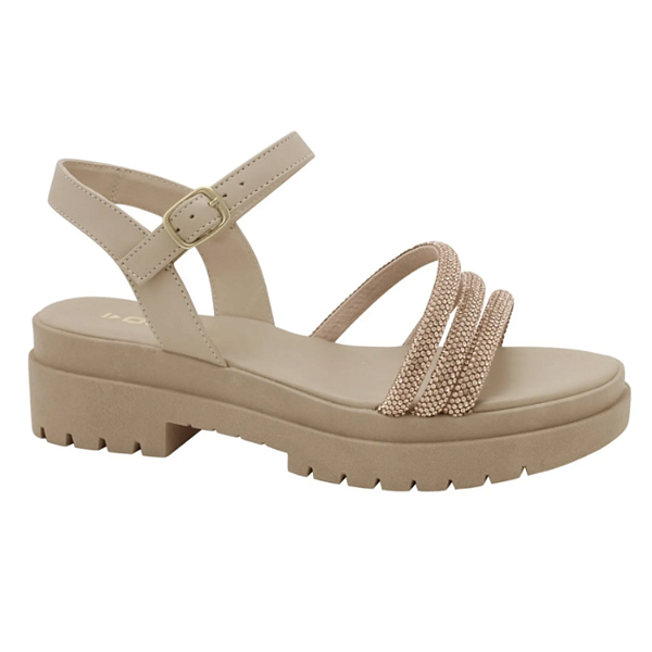Sandália Quiz Flatform Feminina Tratorada 61-1868-18 Cor: Amendoa