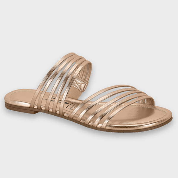 Tamanco Rasteiro Vizzano Ref.6371.188 Ouro Rosado Metalizado Premium