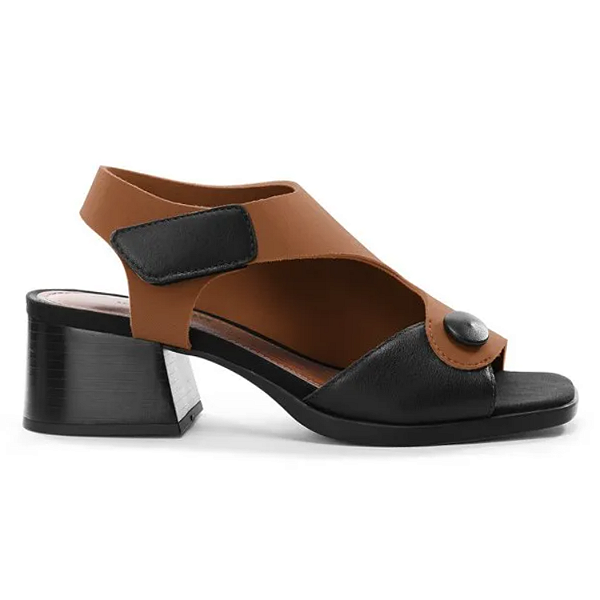 Sandália Ref. Confortaria L.770.000 Risca Preto Confortaria em Couro e Neoprene Risca Cor: Preto / Sela