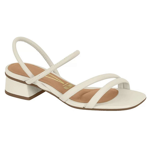 Sandália Vizzano Ref. 6454.108 Cabedal Napa Pelica Preto Salto Bloco Cor: Cinza