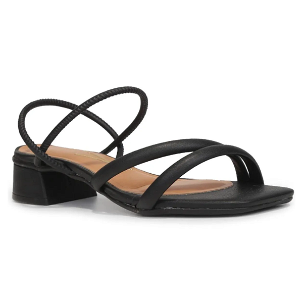 Sandália Vizzano Ref. 6454.108 Cabedal Napa Pelica Preto Salto Bloco Cor: Preto