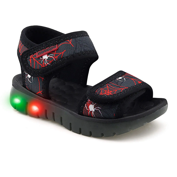 Sandália Papete Infantil Novopé Ref. 85001511 Led Spider 2024 Fume/Verm