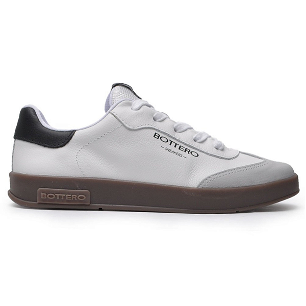 Tênis Bottero Ref. 364905 Tecido Sport Cinza Claro Cabedal em Couro Cor: Branco / Preto