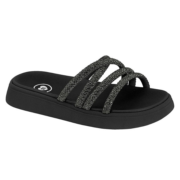 Tamanco Molekinha Papete 2358.108 Cabedal Textil Strass Black Diamond