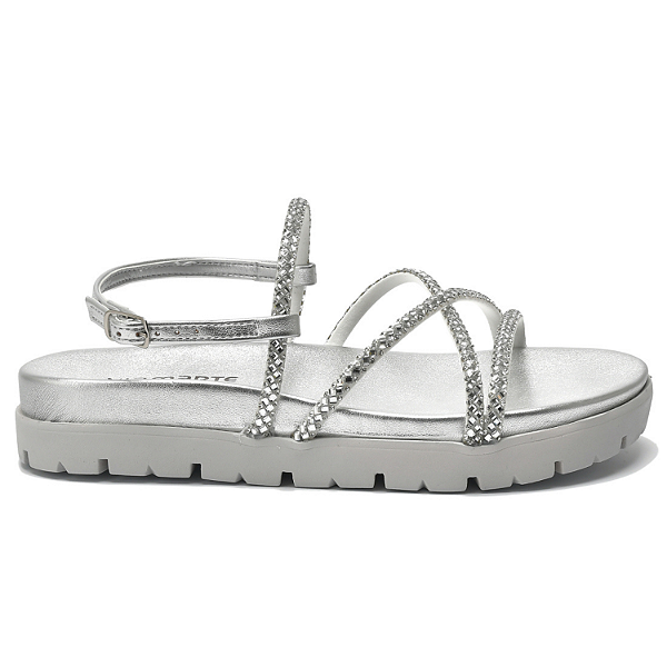 Sandália Via Marte Ref.102-007-01 Cab Sintético Cor: Prata