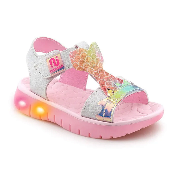 Sandália Novopé Menina Ref. 85001525 C Led Sereia / Rosa BB