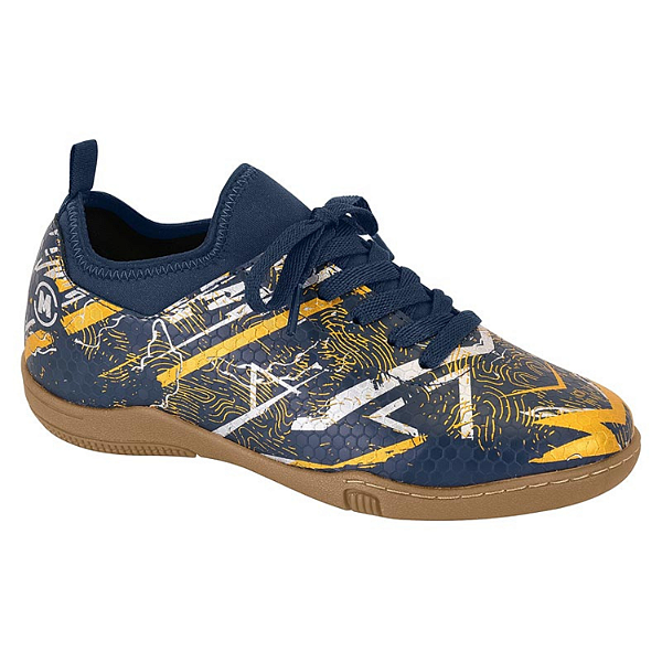 Tênis Molekinho Futsal Ref. 2808.334 Marinho Dourado Prata