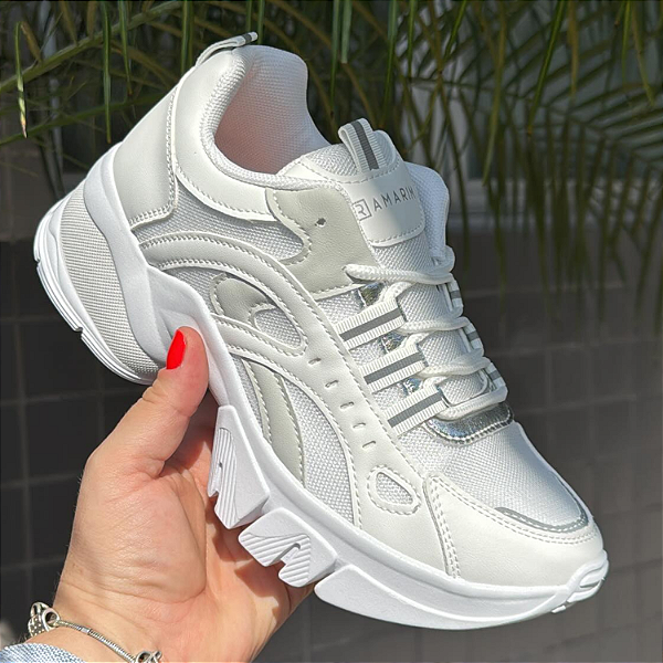 Tênis Ramarim Ref. 24-80231 Cabedal NP Cacharel Ouro Branco/Grey
