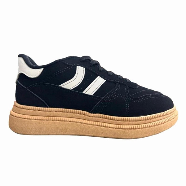 Tênis Moleca Ref. 5816.101 Nobuck Tunisia Cor: Preto Branco