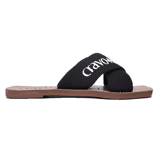Tamanco Rasteiro Cravo e Canela Ref. 1197CC Cor: Preto/Branco