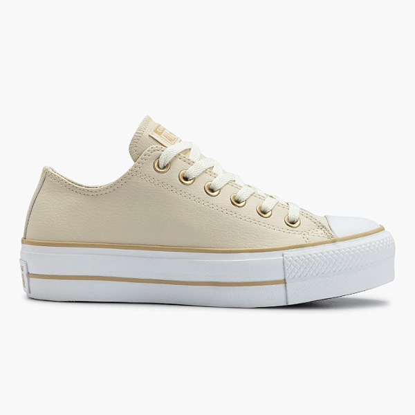 Tênis All Star Lift Ref. CT09830003 Plataforma Nude Bege Claro / Caqui Fosco 02 / Branco