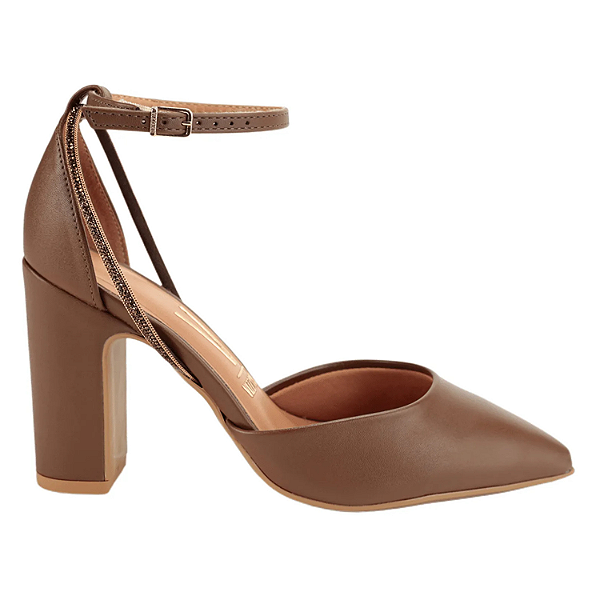 Sapato Scarpin Vizzano Ref. 1285.449 Cabedal em Pelica Sint. Cor: Capuccino Cacau