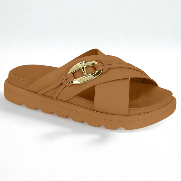 Chinelo Papete Vizzano Ref. 6510.111 Pelica Tira Pronta Cor: Camel
