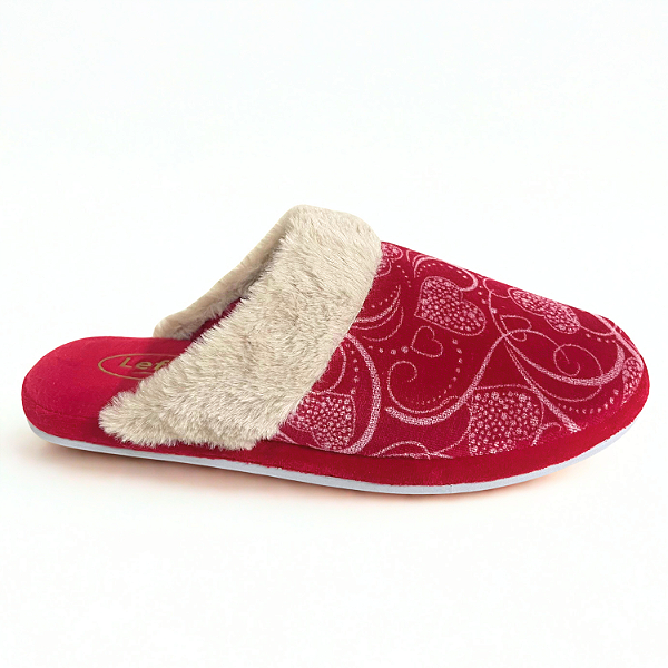 Chinelo de Inverno Fem. Leffa  Ref. 459 Tecido Vel Gola Cor: Grena