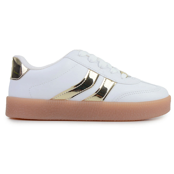 Tênis Casual de Menina Molekinha Teen Ref. 2582.102 Cor: Branco / Dourado