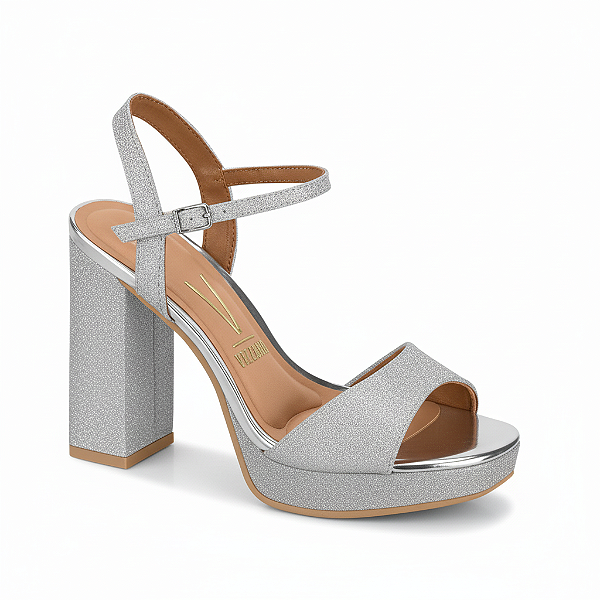 Sandália Vizzano Ref. 6551.100 Cabedal Tecido Metal Florença Cor: Prata