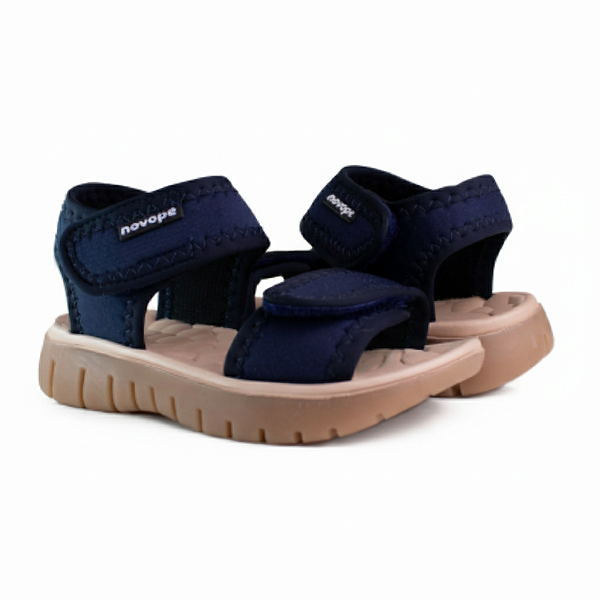 Sandália Infantil de Menino Novopé Ref. 85001509 Cabedal Textil Cor: Marinho