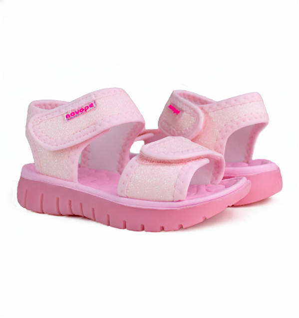 Sandália Infatil de Menina Ref. 85001509 Cabedal Textil Cor: Rosa BB
