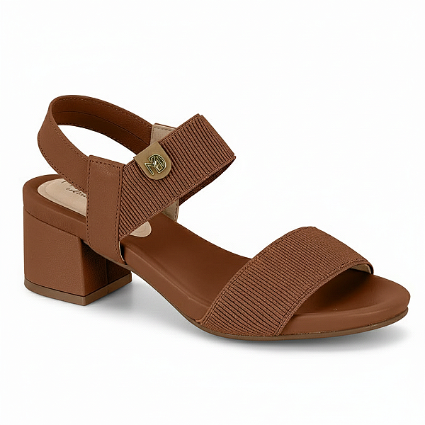 Sandália Femina Modare Ref. 7187.100 Cabedal Textil Avelã Float Nature Elástico Canelado Cor: Camel