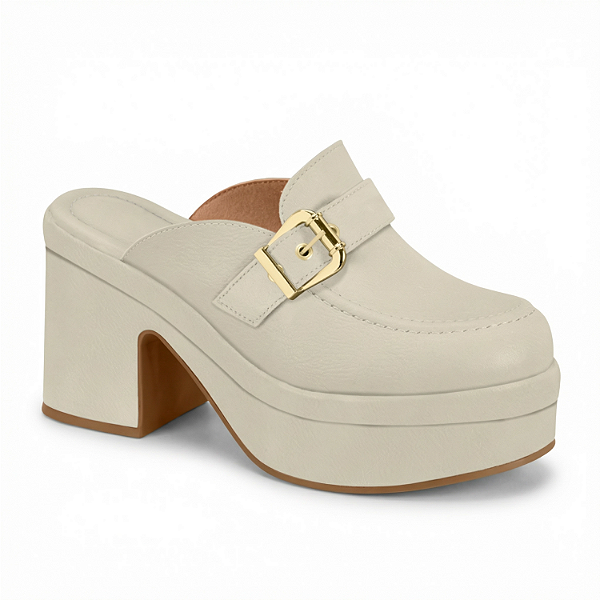 Tamanco Mule Loafer Vizzano Ref. 1474.103 Cabedal Napa Calf Cor Branco Off