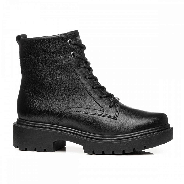 Bota Feminina Coturno Pegada Ref. 282412-03 Cabedal Em Couro Cor Preta