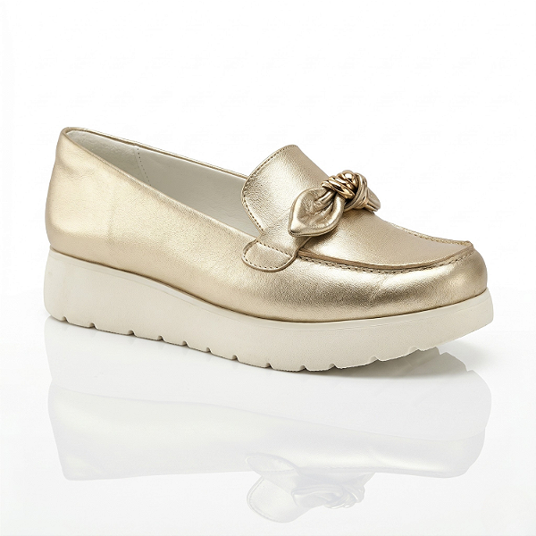 Sapato Feminio Mocassim ComfortFlex Metal Pplus / Ouro - 2559301-0001