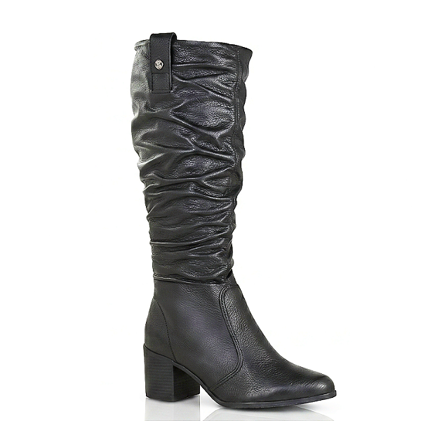 Bota Feminina Cano Longo Bottero em Couro Burnish Preto - 346920