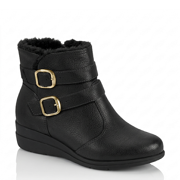 Bota Feminina Cano Curto Modare Preta com Pelos - 7085.206