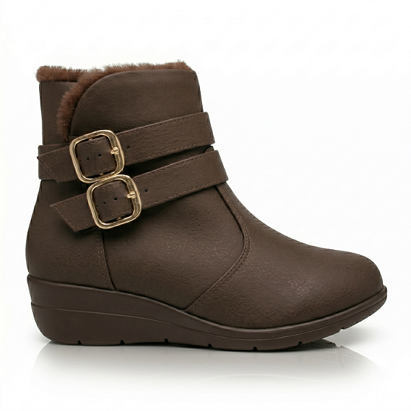 Bota Feminina Cano Curto Modare Napa Veluna / Pelo Lisboa Cor: Chocolate/Cacau - 7085.206